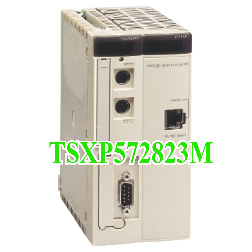 Schneider TSXP572823M PLC Module, industrial automation equipment, white color