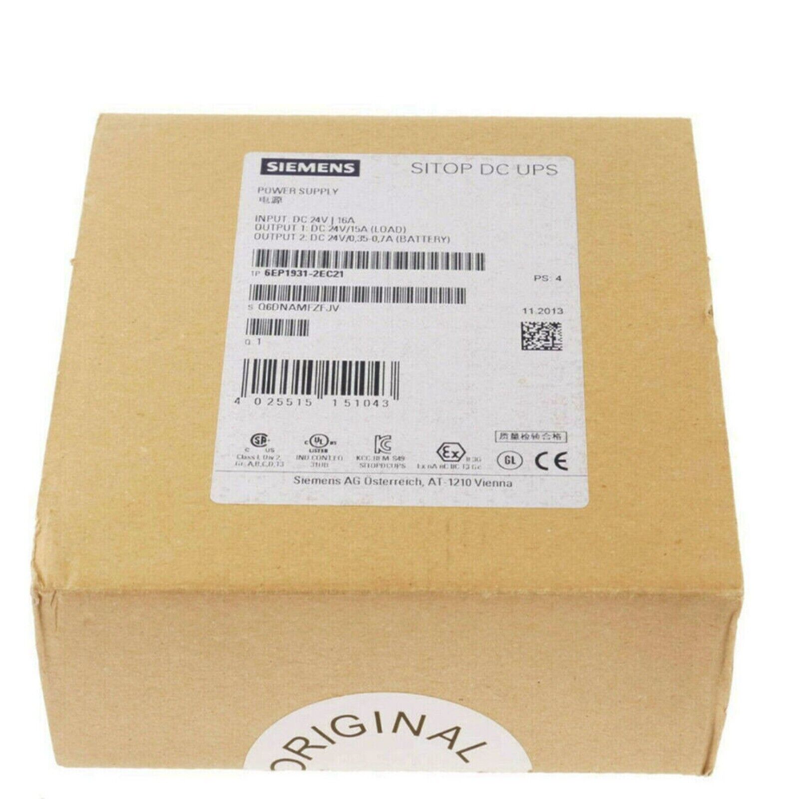 Siemens SITOP DC UPS module 6EP1931-2EC21 power supply, industrial automation part, in original packaging