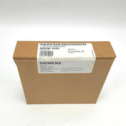 Siemens SIMATIC Terminal Module 6ES7193-4CB20-0AA0, industrial automation component, packaged in a brown box.