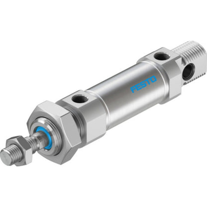 Festo DSNU-25-15-P-A ISO standard pneumatic cylinder, industrial automation part, silver metal.