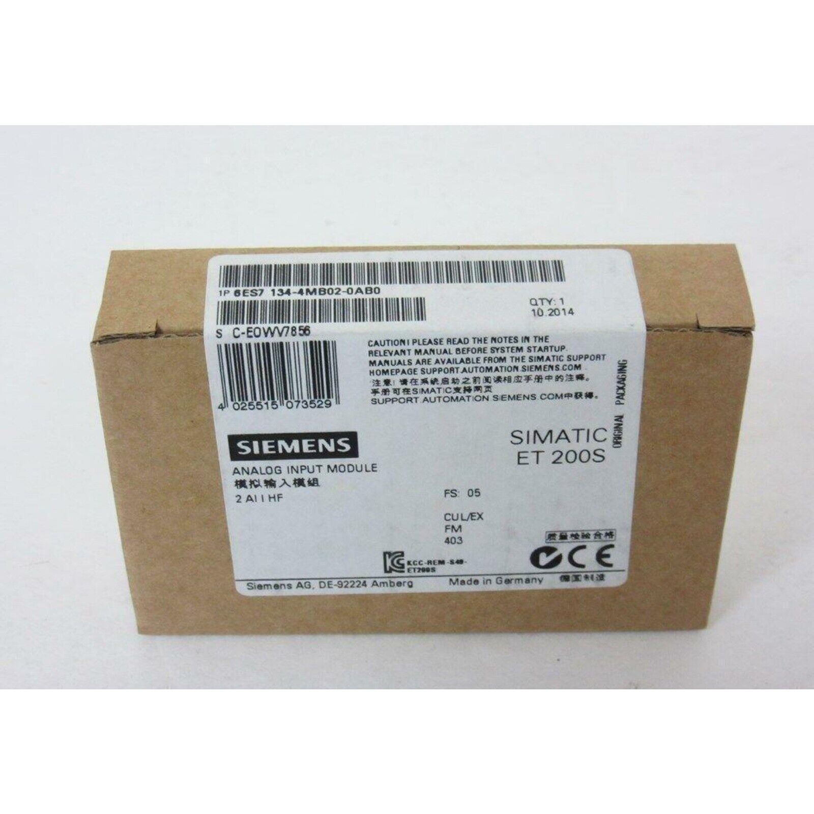 Siemens SIMATIC ET 200S Analog Input Module in original packaging, industrial automation part