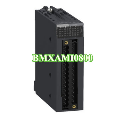 Schneider BMXAMI0800 non-isolated analog input module, black plastic PLC module.