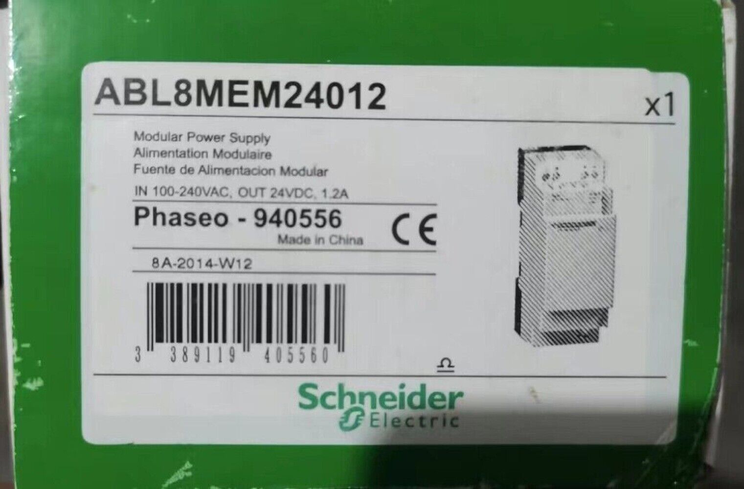 Schneider Electric ABL8MEM24012 Modular Power Supply, 24VDC, industrial automation part