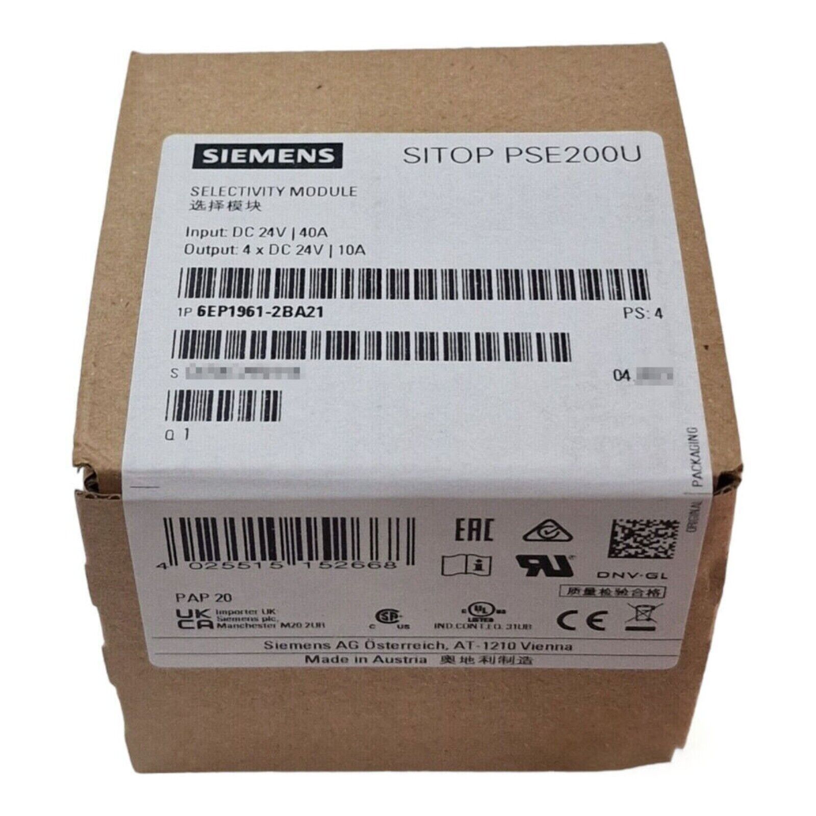 Siemens SITOP PSE200U Selectivity Module 6EP1961-2BA21, Industrial Automation Part