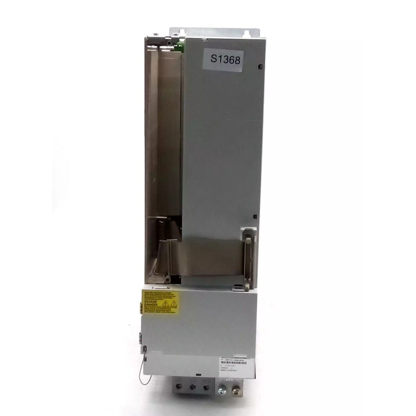 Siemens SINAMICS S120 power module, metallic gray enclosure, S1368 label, industrial automation part