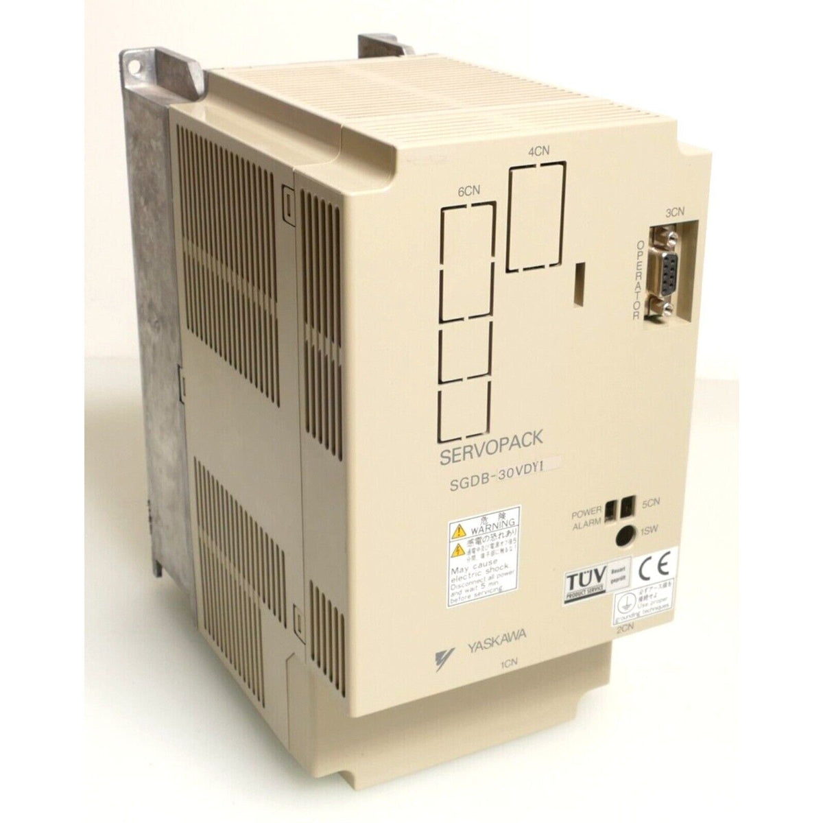 Yaskawa Electric Servopack SGDB-30VDY1, industrial automation part, cream-colored enclosure with labels and warning signs.