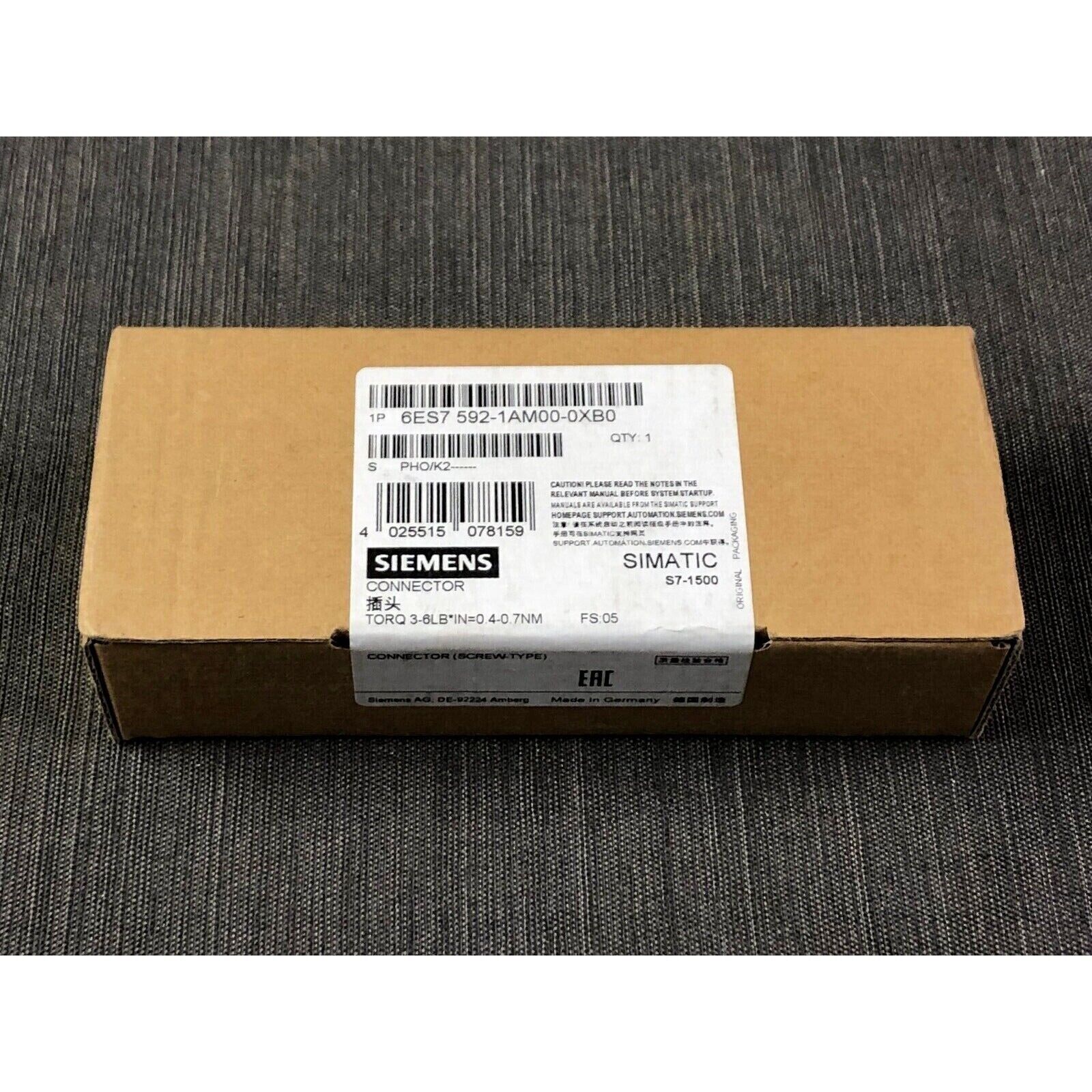 Siemens SIMATIC S7-1500 connector box. Model 6ES7 592-1AM00-0XB0, industrial automation part.