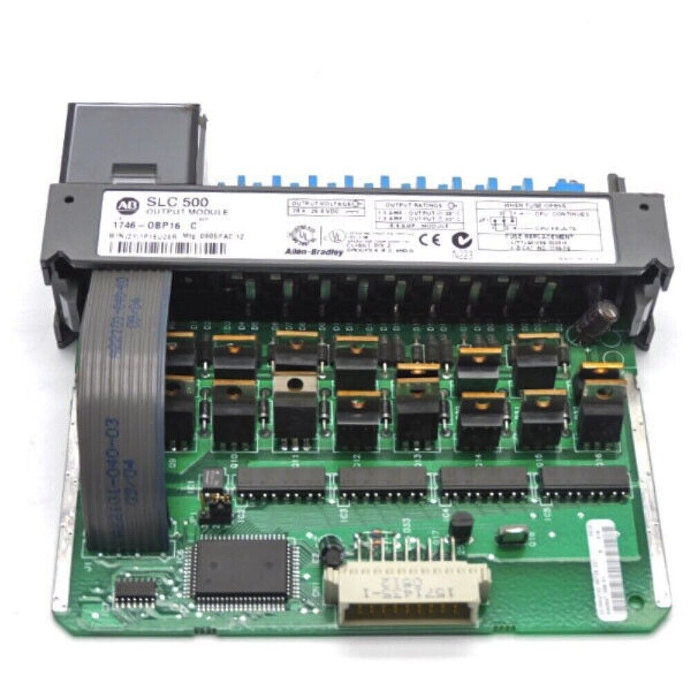 Allen-Bradley 1746-OBP16 SLC 500 output module, 24V DC, industrial automation part with fused outputs.