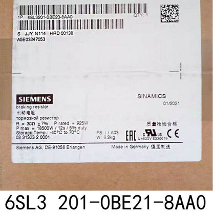 PLC | Siemens | 6SL3201-0BE21-8AA0 6SL3 201-0BE21-8AA0 SINAMICS BRAKING RESISTOR
