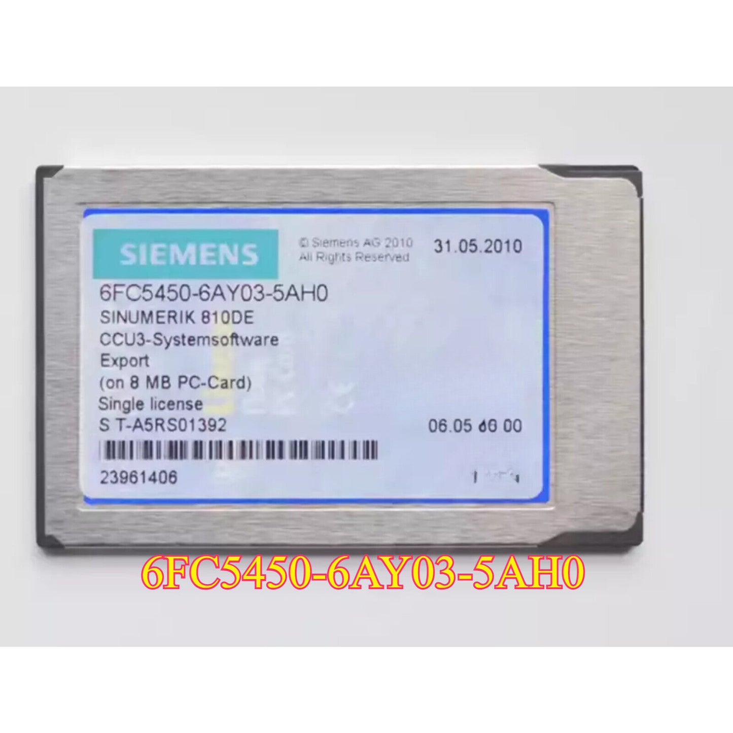 Siemens 6FC5450-6AY03-5AH0 SINUMERIK 810DE CNC Software Module on 8MB PC-Card, industrial automation part
