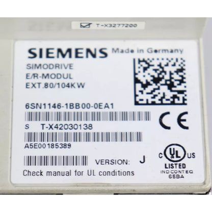 Siemens SIMODRIVE E/R-MODUL 6SN1146-1BB00-0EA1 industrial automation module. Made in Germany.