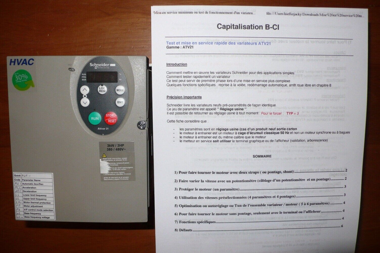 Schneider ATV21 Altivar 21 variable speed drive, 3kW motor control unit, HVAC system component.