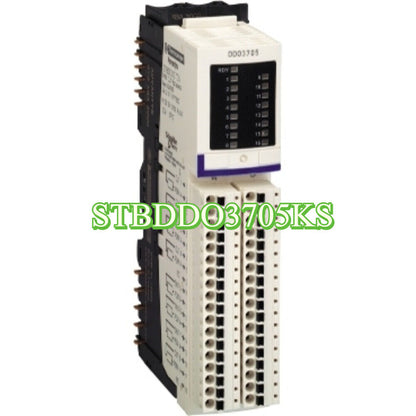 Schneider STBDDO3705KS module, white and black industrial automation component.
