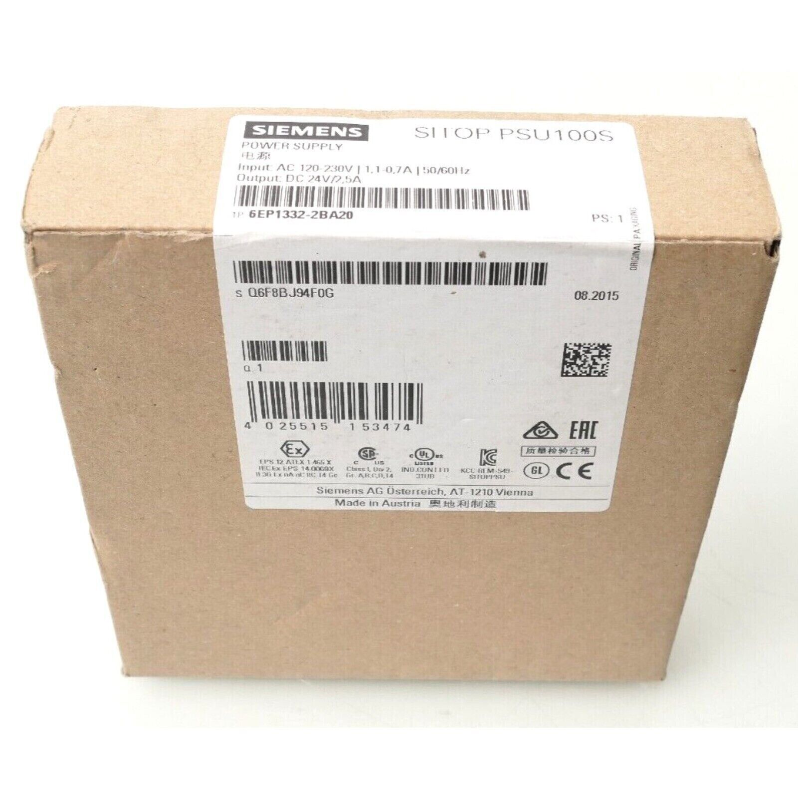 Siemens SITOP PSU100S Power Supply box, model 6EP1332-2BA20, industrial automation component.