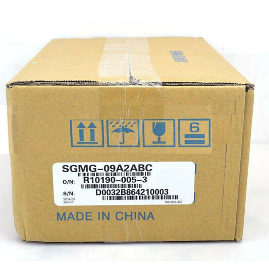 YASKAWA SGMG-09A2ABC servo motor in its original packaging, product label clearly visible.