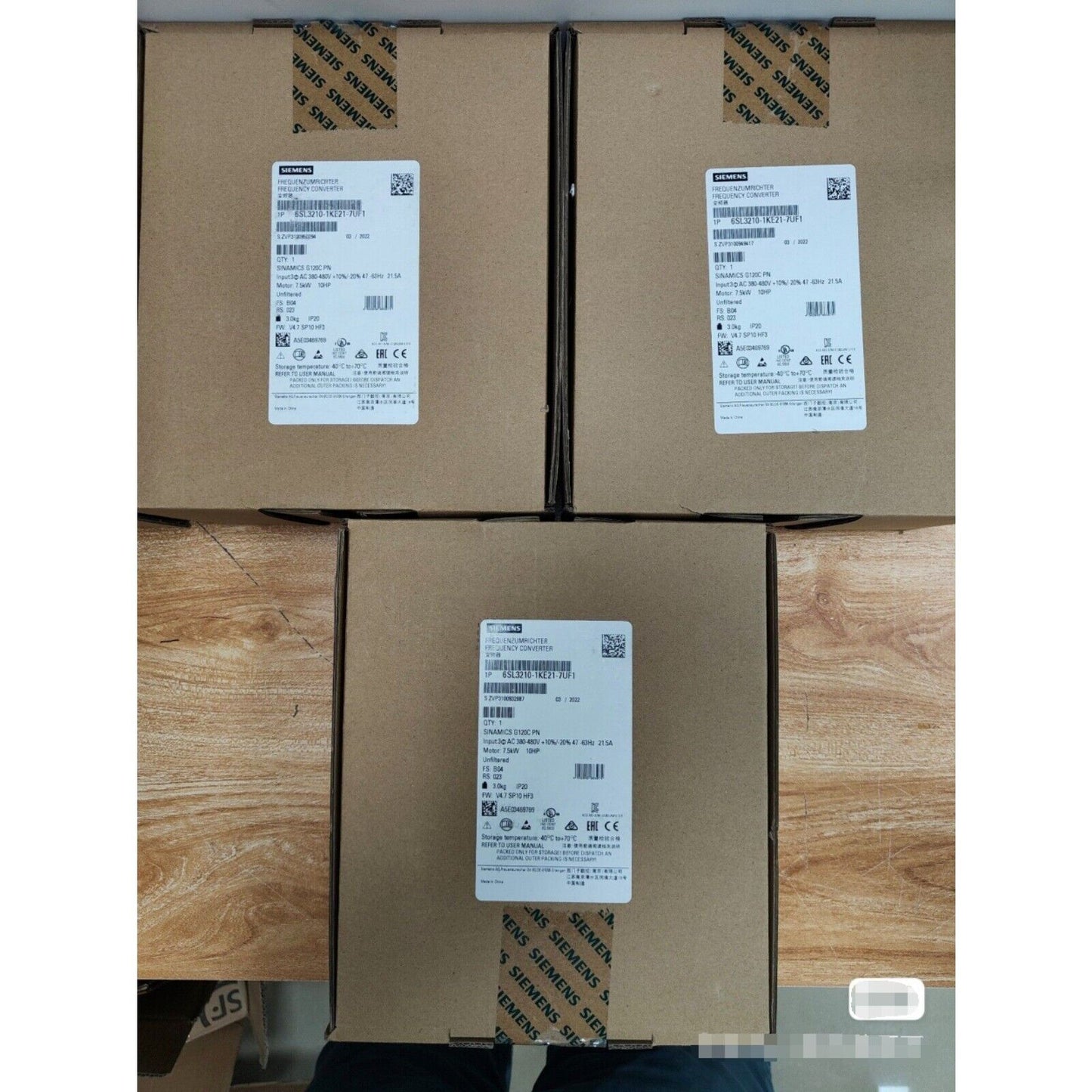 Siemens SINAMICS G120C PN frequency converter 6SL3210-1KE21-7UF1, 7.5kW industrial drive module packaging