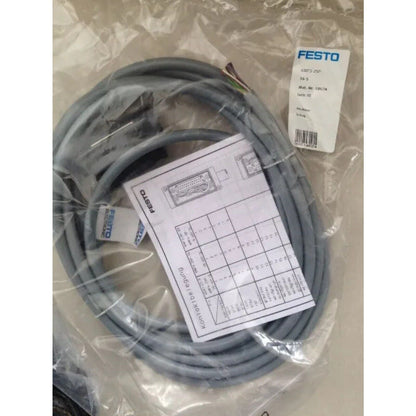 FESTO KMP3-25P-16-5 connecting cable in packaging, gray cable with product label, industrial automation part.