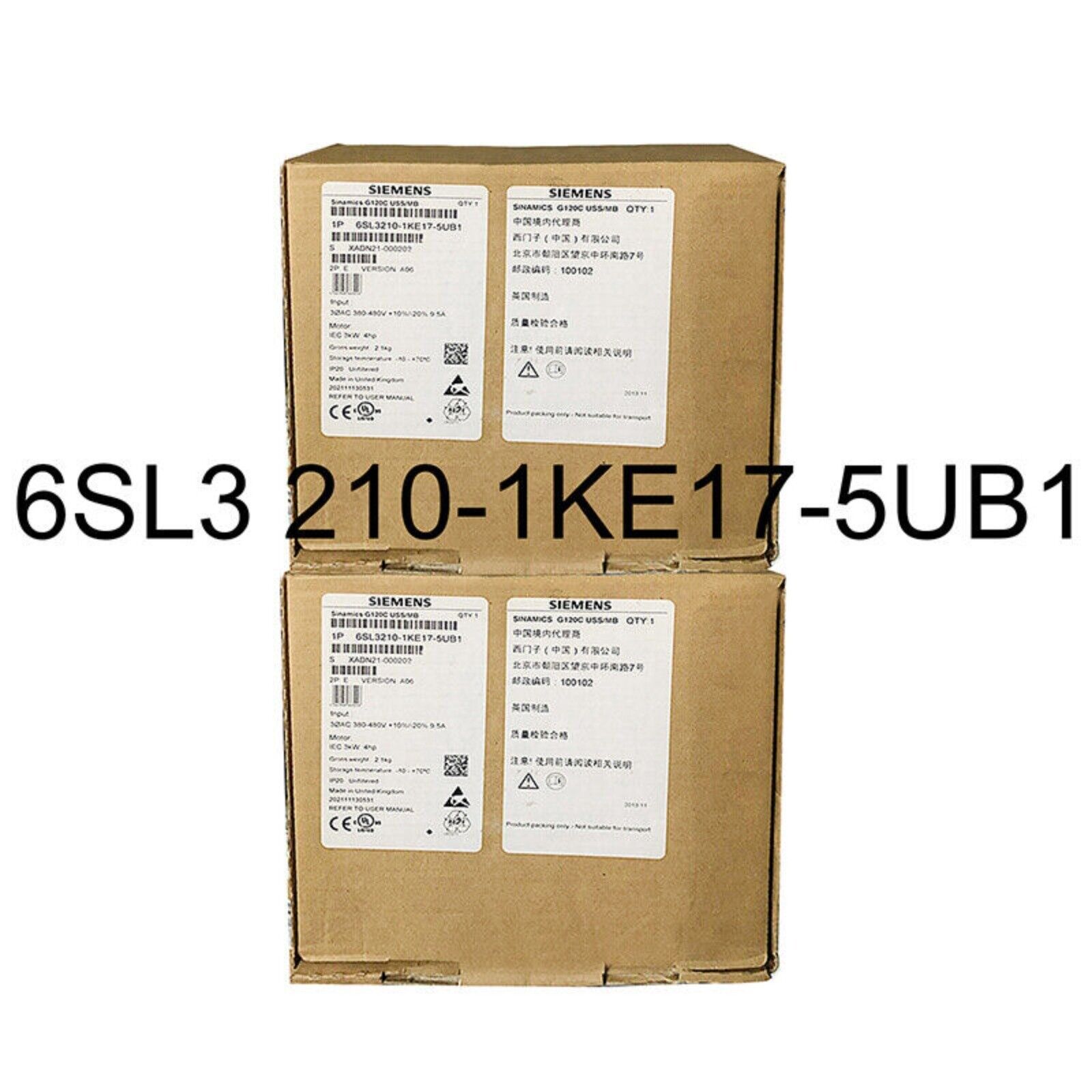 Siemens SINAMICS G120C PLC module 6SL3210-1KE17-5UB1, industrial automation part, packaged.