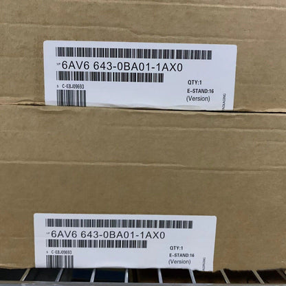 Siemens KTP700 Comfort Panel 6AV6643-0BA01-1AX0 product box, with barcode label, PROFINET HMI part.
