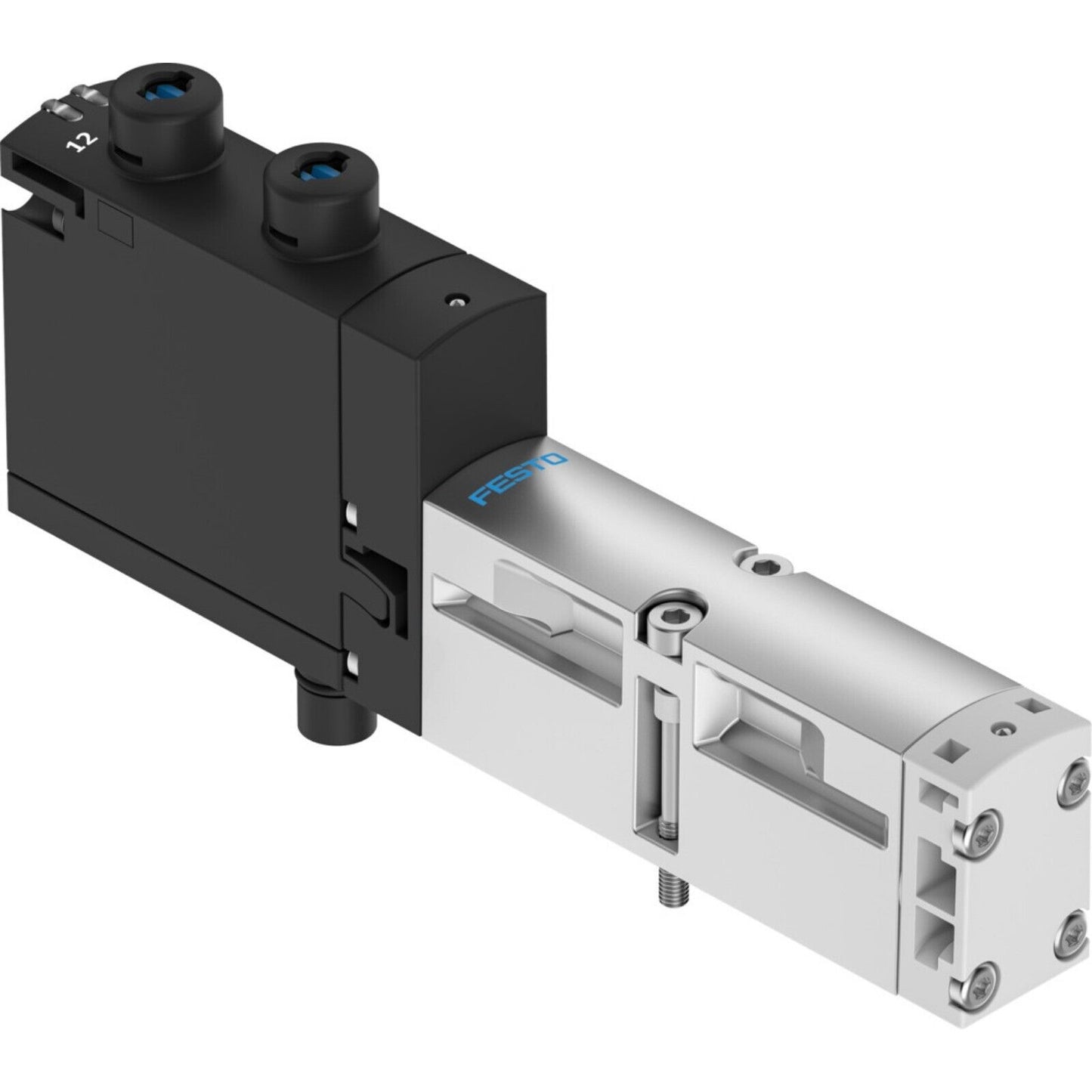 Festo VSVA-B-P53C-ZD-A2-1T1L Solenoid Valve, industrial automation component, black and silver