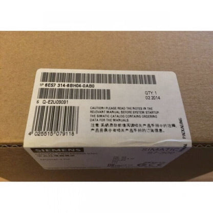 Siemens SIMATIC S7-300 CPU 314C-2 PTP product packaging, with part number 6ES7 314-6BH04-0AB0. Industrial automation part.