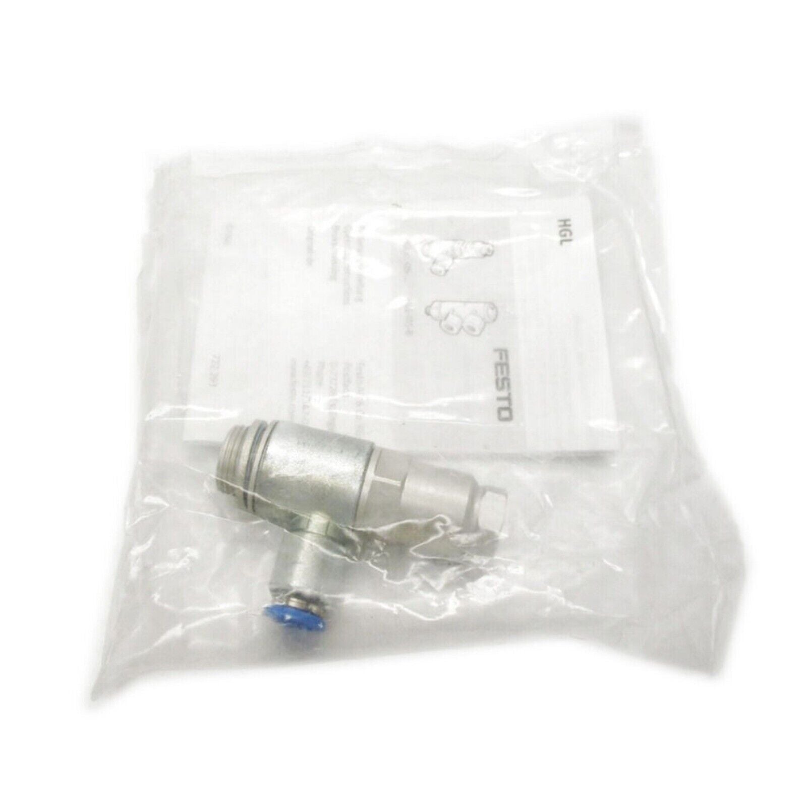 Festo HGL-3/8-QS-8 Pilot Check Valve in packaging. Industrial automation component.