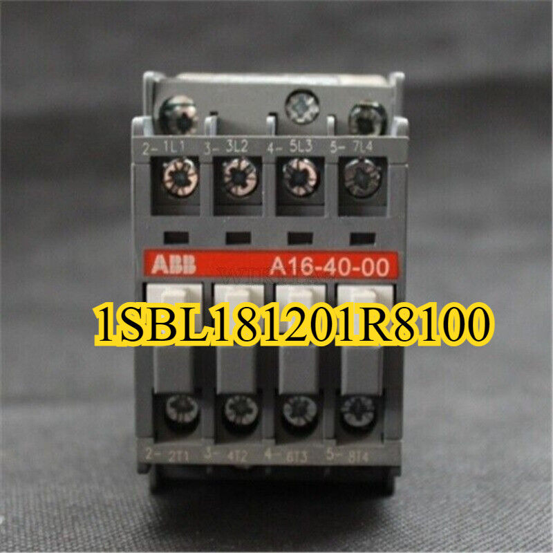 ABB A16-40-00 Contactor, industrial automation component, model 1SBL181201R8100, 24V、110V. Gray and white plastic parts