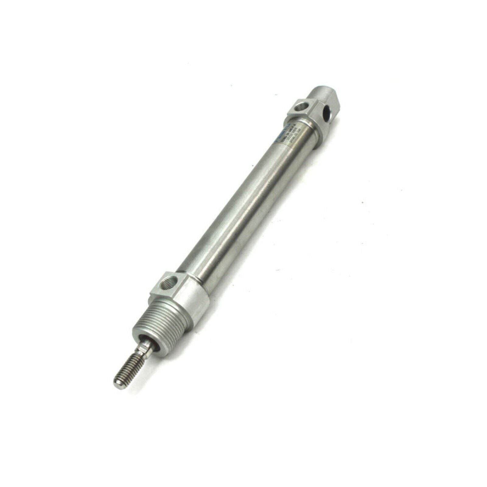 Festo DSNU-20-100-P-A cylinder, pneumatic component with threaded ends. Angle view.