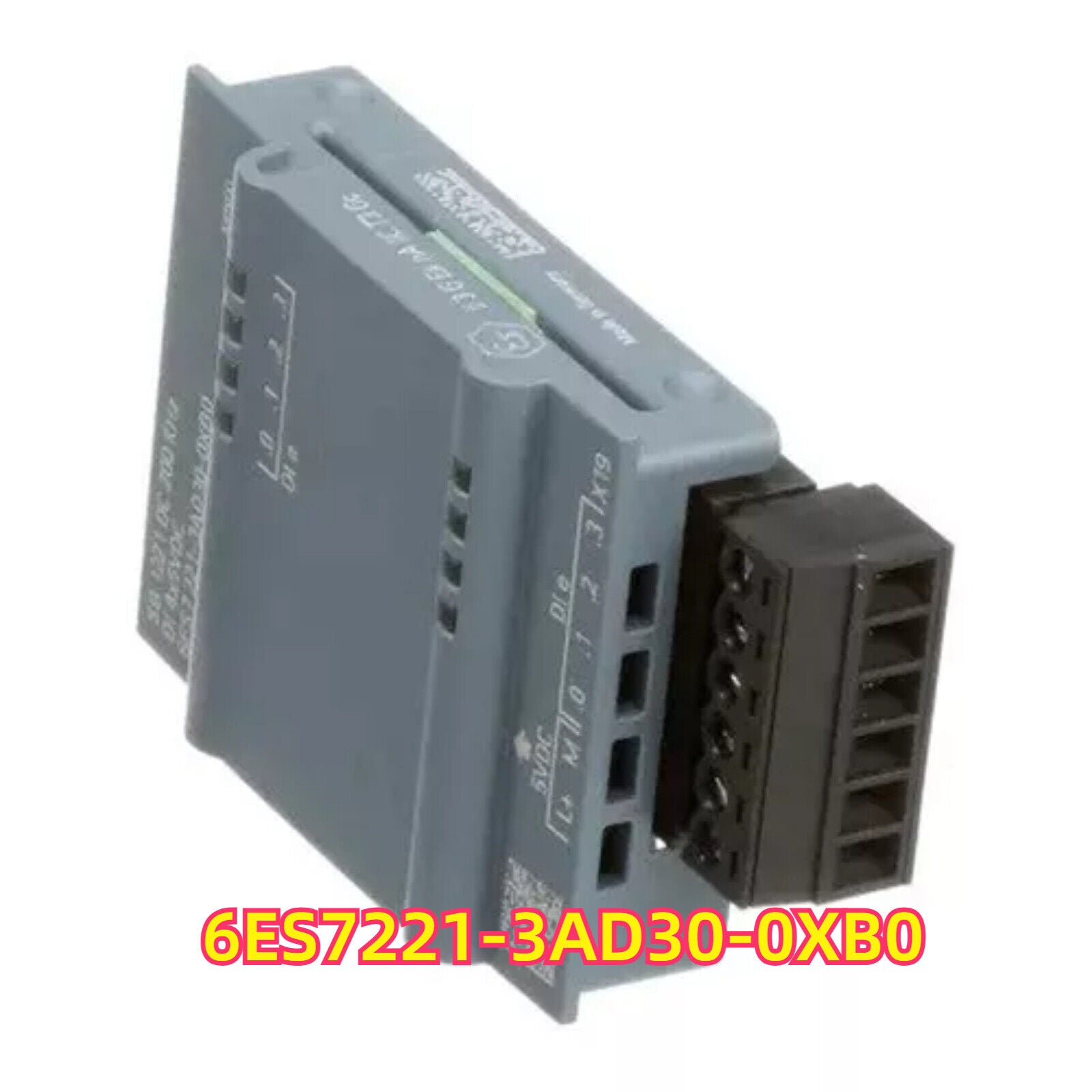 Siemens S7-1200 Digital Input Module 6ES7221-3AD30-0XB0, Gray PLC module with black connector, industrial automation part.