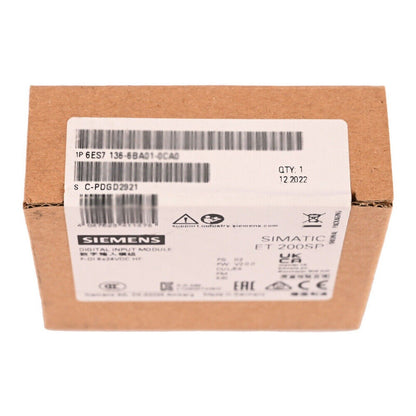 Siemens SIMATIC ET 200SP digital input module box, product packaging, model number 6ES7136-6BA01-0CA0
