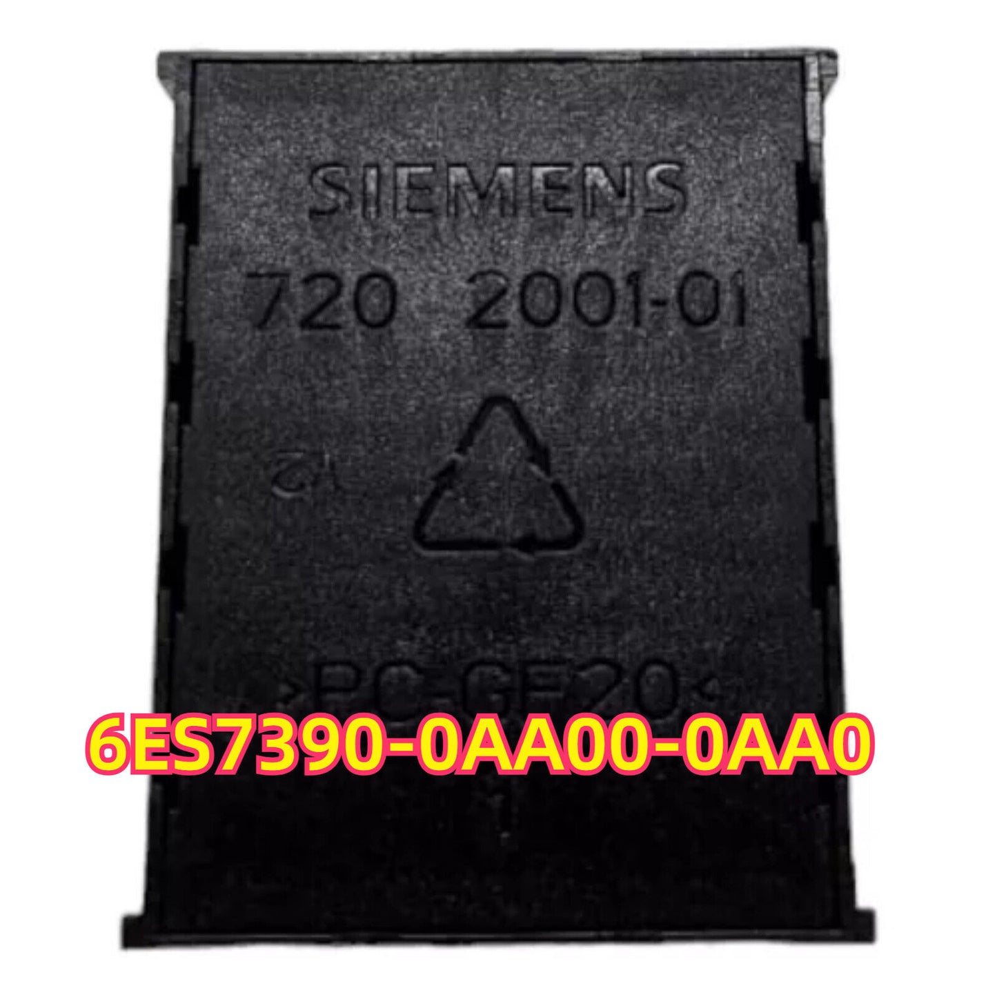 Siemens SIMATIC S7-300 6ES7390-0AA00-0AA0 Front Connector. Black plastic component with product information.