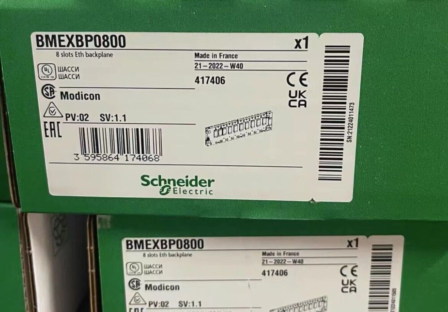 Schneider Electric BMEXBP0800 Eth Backplane Module, new in box, product label, PLC module