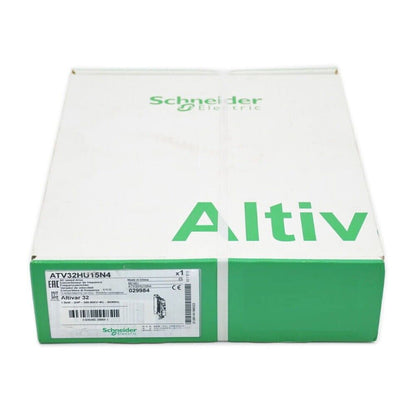 Schneider Electric ATV32HU15N4 Inverter box. Altivar 32 drive, 1.5kW, 3-phase. Industrial automation part.