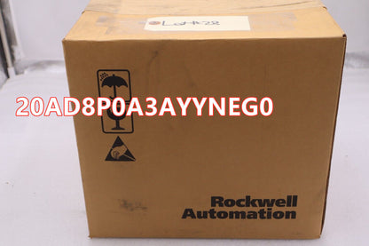 Allen-Bradley PowerFlex 70 Drive in original packaging, model 20AD8P0A3AYYNEG0. Industrial automation parts.