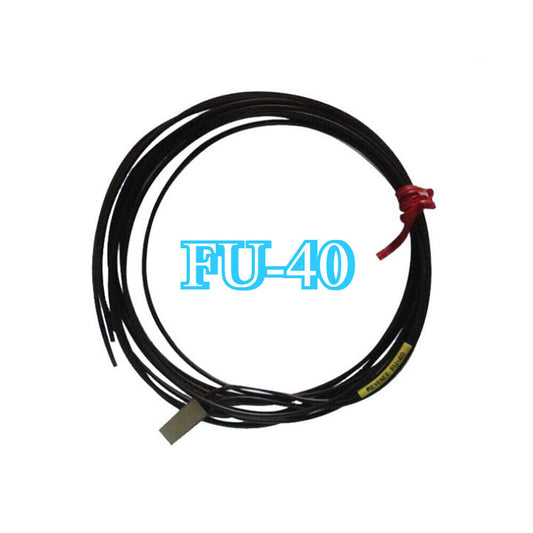 Keyence FU-40 Reflective Fiber Optic Sensor, black cable with product text.