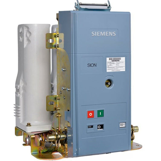 Siemens SION circuit breaker, blue housing with on/off buttons and status indicators, industrial automation part