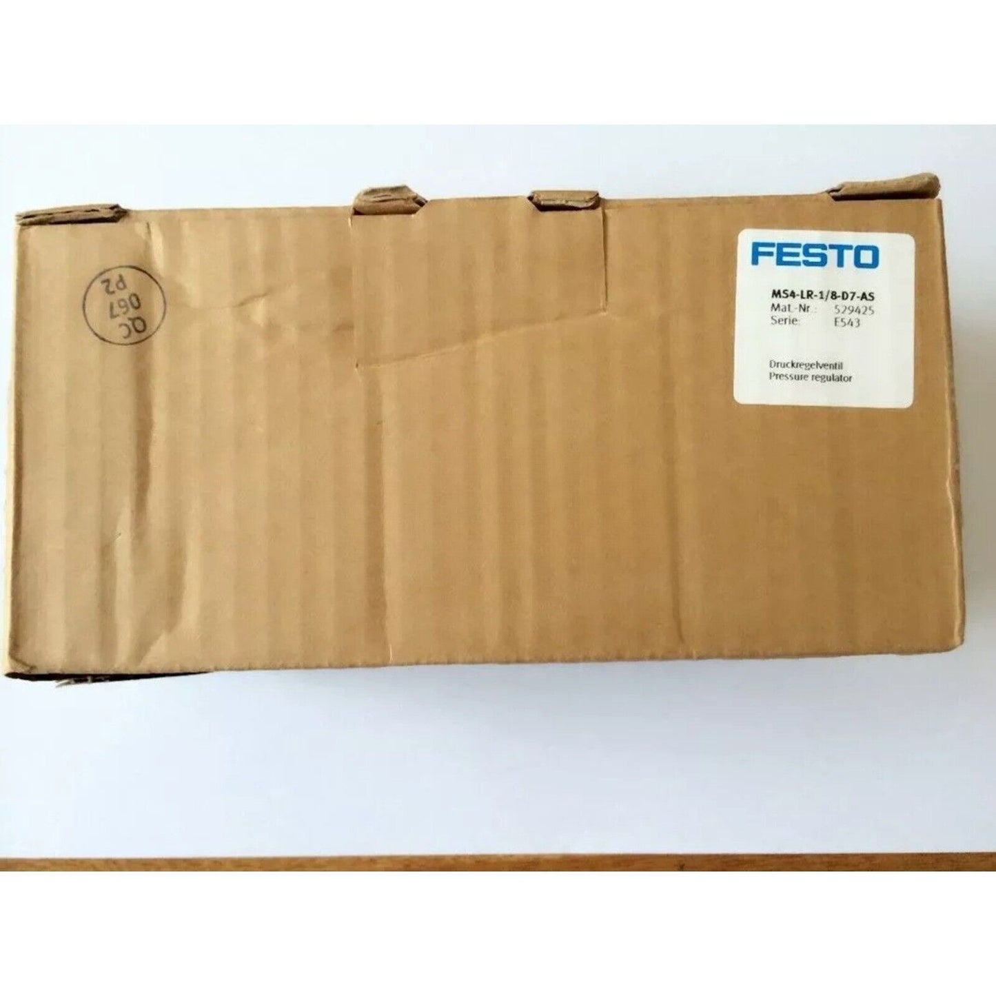Festo MS4-LR-1/8-D7-AS Pressure Regulator in brown cardboard box