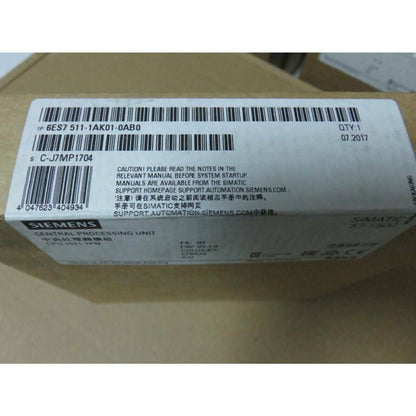 Siemens SIMATIC S7-1500 CPU 1511-1PN packaging box, product code 6ES7511-1AK01-0AB0, industrial automation part.