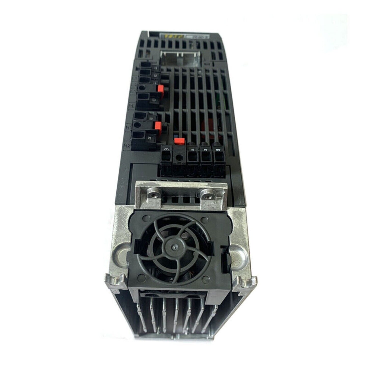 SINAMICS S120 power module PM240-2 with integrated cooling fan. Siemens drive system component for industrial automation.