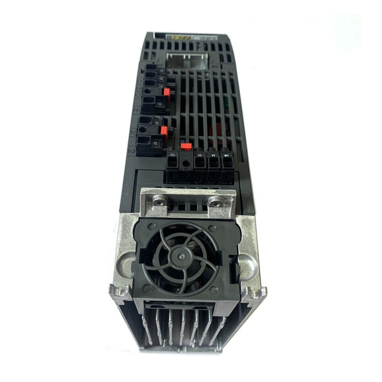 SINAMICS S120 power module PM240-2 with integrated cooling fan. Siemens drive system component for industrial automation.