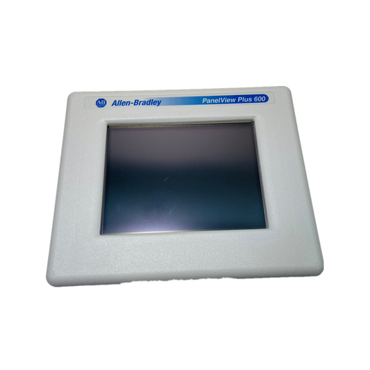 Allen-Bradley PanelView Plus 600 HMI operator terminal, white housing, color touchscreen display