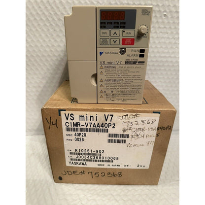 YASKAWA VS mini V7 Inverter CIMR-V7AA40P2, 400V 3-Phase 0.2kW, industrial automation parts.