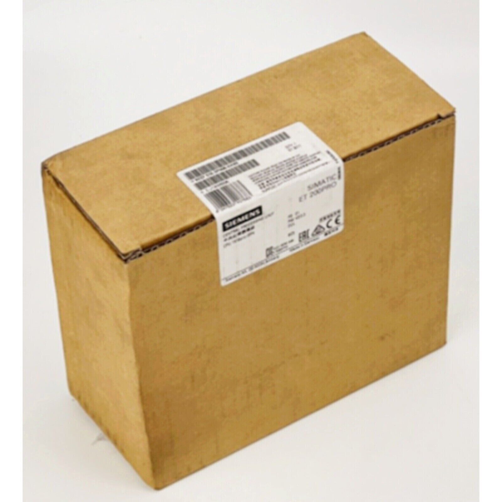 Siemens SIMATIC ET 200PRO product box, brown cardboard packaging with a product label. Automation parts.