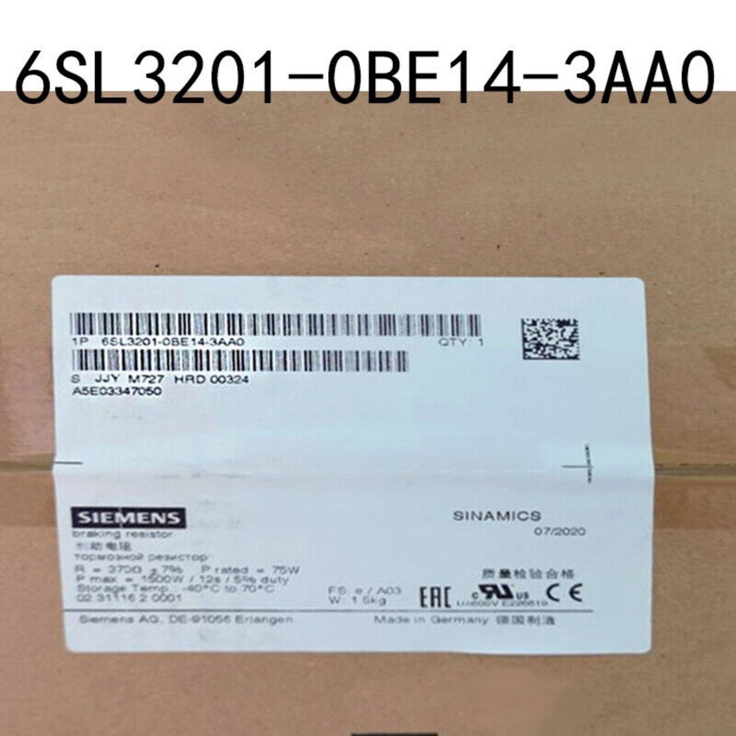 SINAMICS G120 | Siemens | 6SL3201-0BE14-3AA0 6SL3 201-0BE14-3AA0 SINAMICS BRAKING RESISTOR