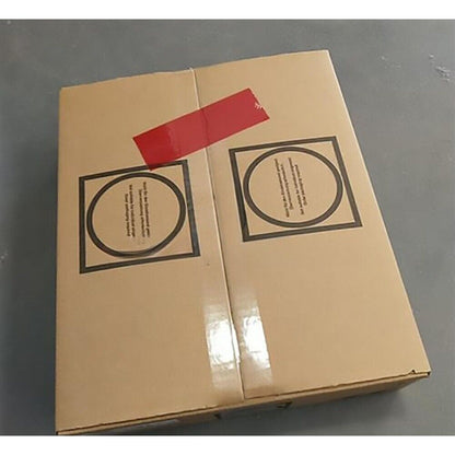 Cardboard box with red tape, B&R servo drive packaging, industrial automation part