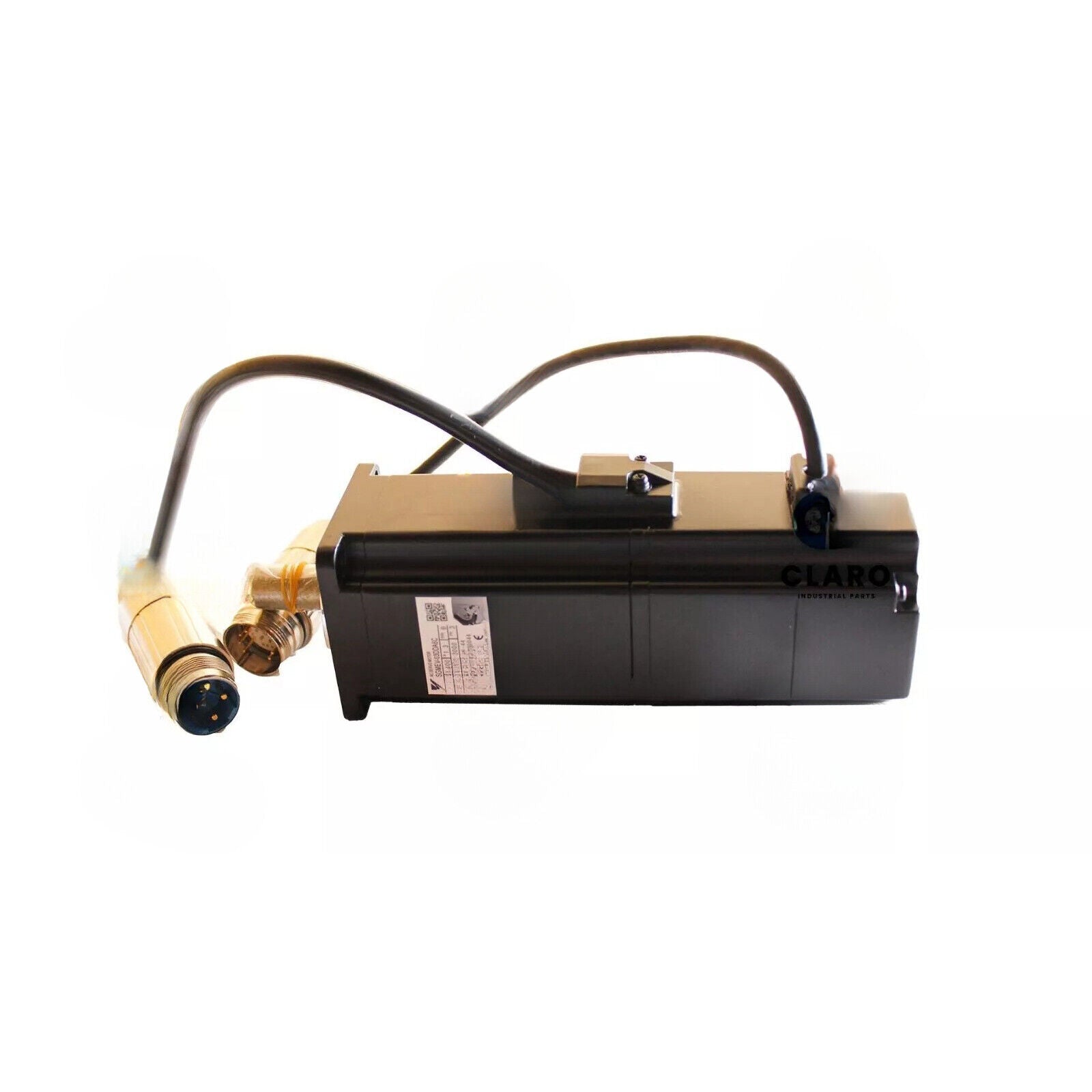 Yaskawa SGMEV-03DDA6C AC Servomotor with cables and connectors, black body, industrial automation part.