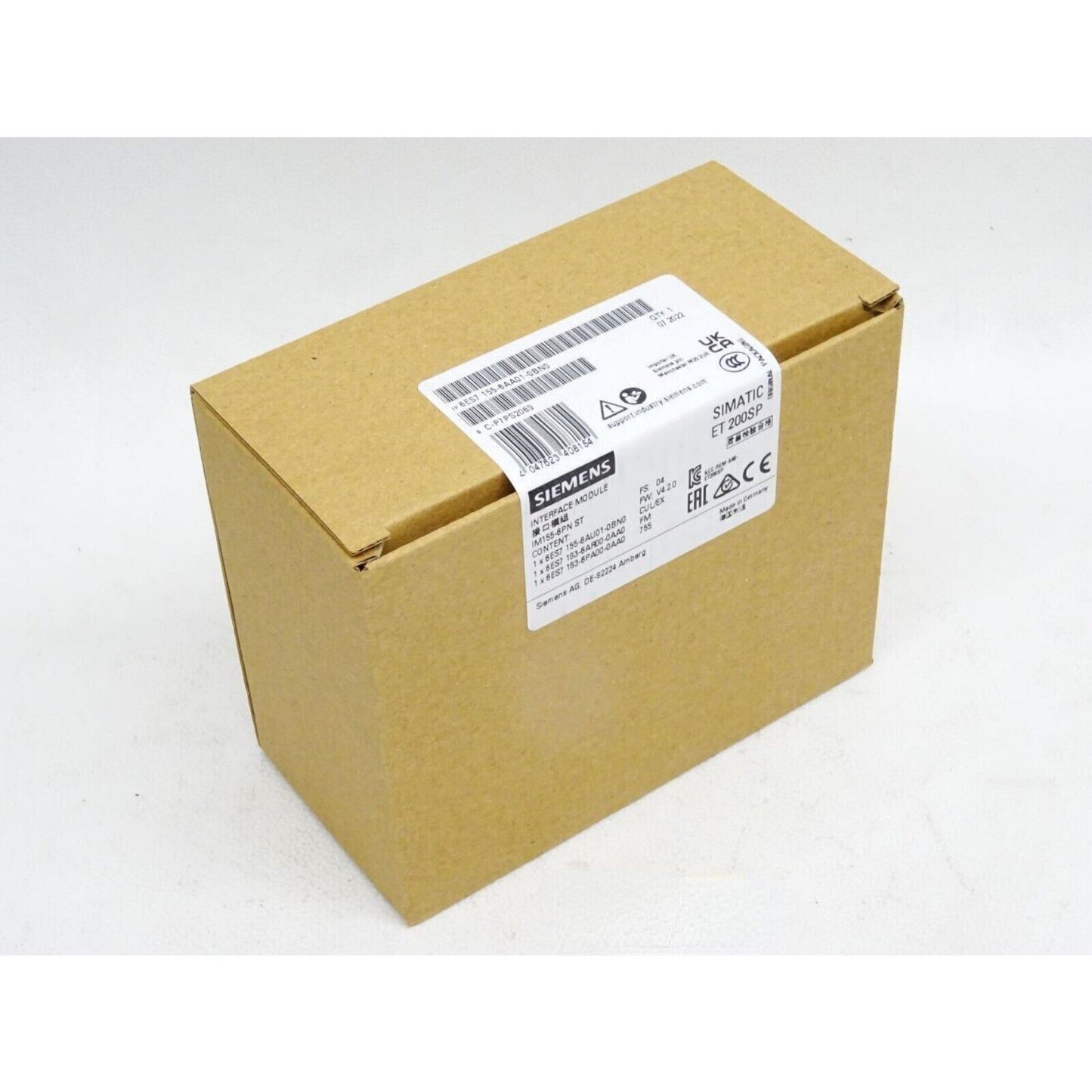 Siemens SIMATIC ET 200SP interface module 6ES7155-6AA01-0BN0 in packaging, industrial automation part.