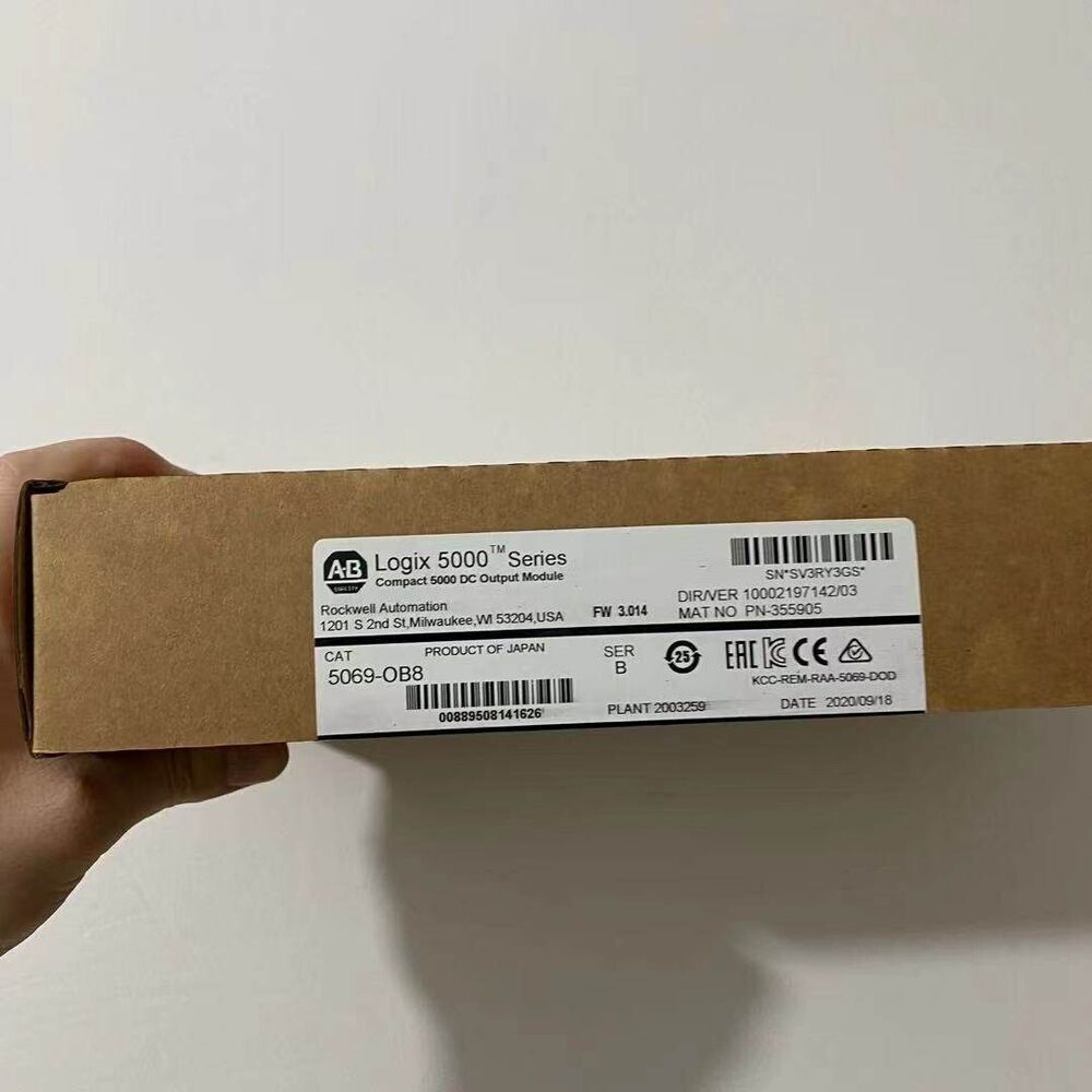 Allen-Bradley 5069-OB8 Compact 5000 DC Output Module box, product of Japan, industrial automation part.