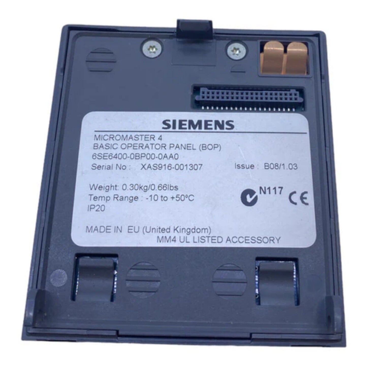 Siemens MICROMASTER 4 Basic Operator Panel (BOP) 6SE6400-0BP00-0AA0, EU origin, industrial automation part.