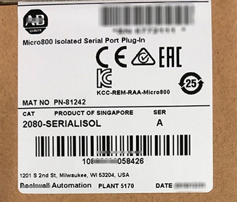 NEW AB 2080-SERIALISOL Micro800 Isolated Serial Port Plug-In 2080SERIALISOL 1pcs